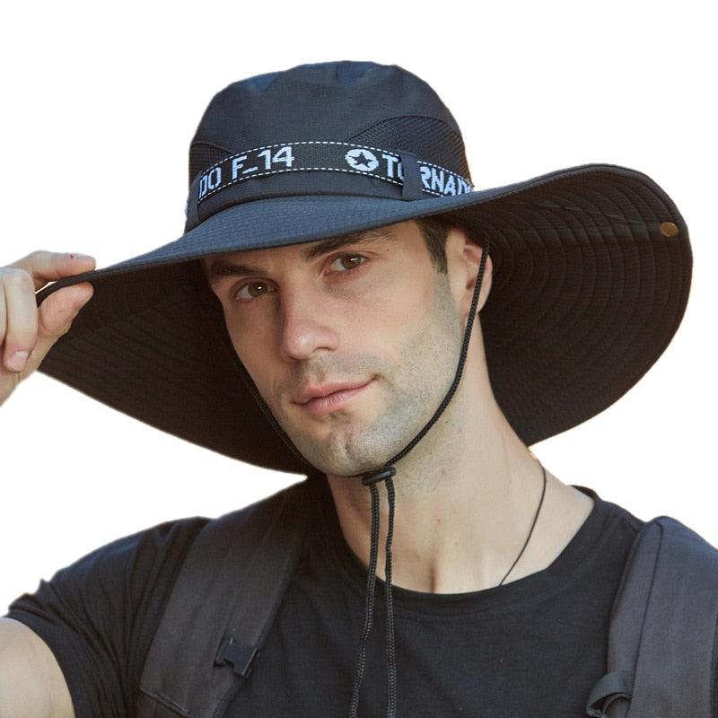 wide brim bucket hat