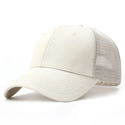 Beige mesh cap on a white background