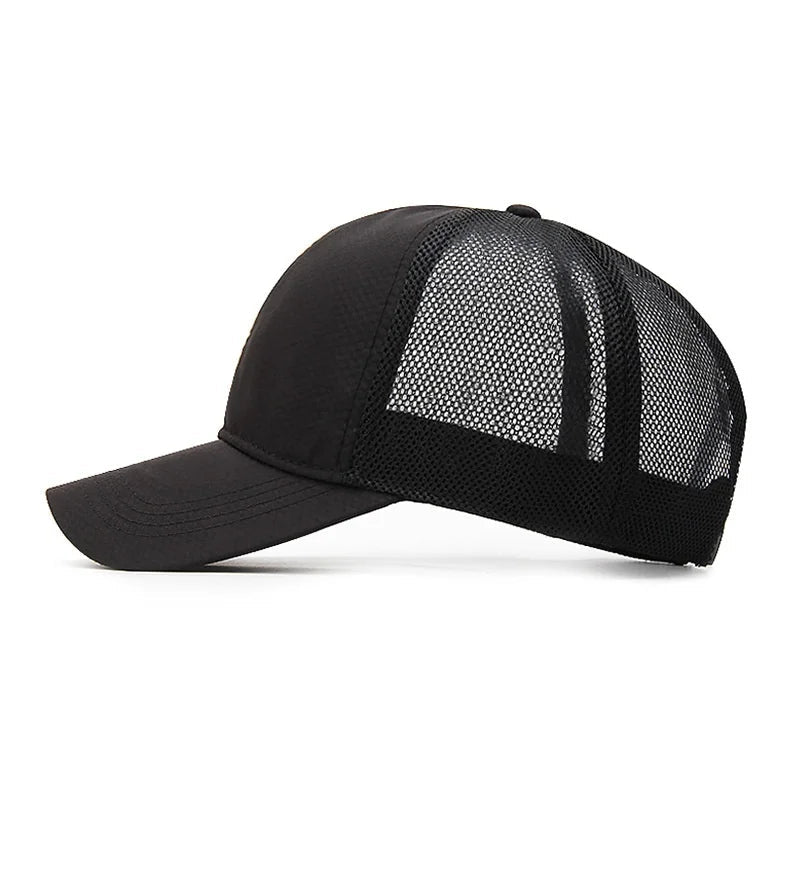 Black mesh cap on a white background