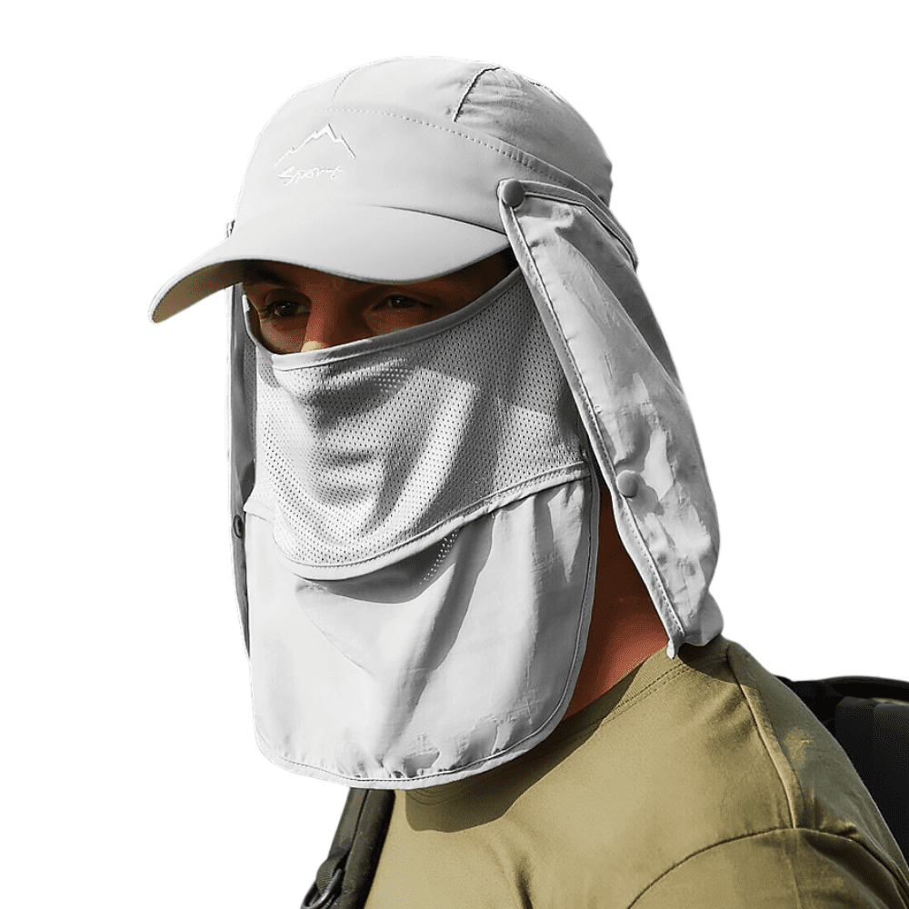 visor cap with neck flap