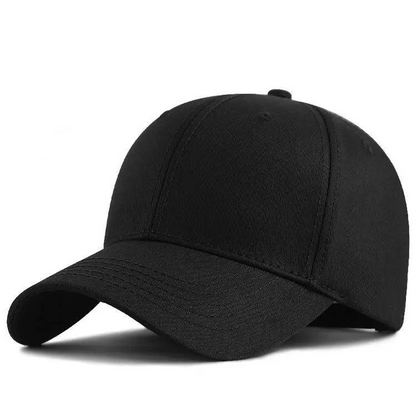 Black baseball cap on a white background with 'black' text.